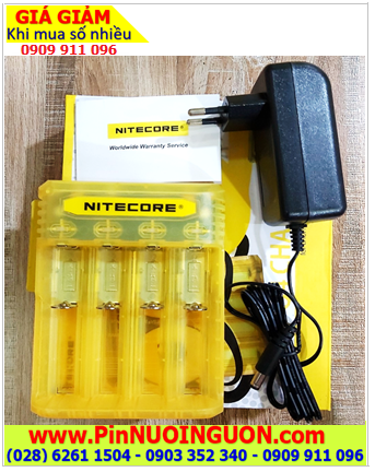 Nitecore Q4; Máy sạc pin Lithium 3.7v Nitecore Q4 _Sạc được 1,2,3,4 Pin 18650, 14500, 18350, 16340, CR123A,..